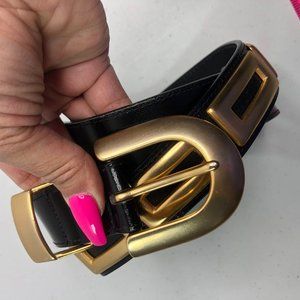 SOLD**Brushed Gold Leather Belt S/M